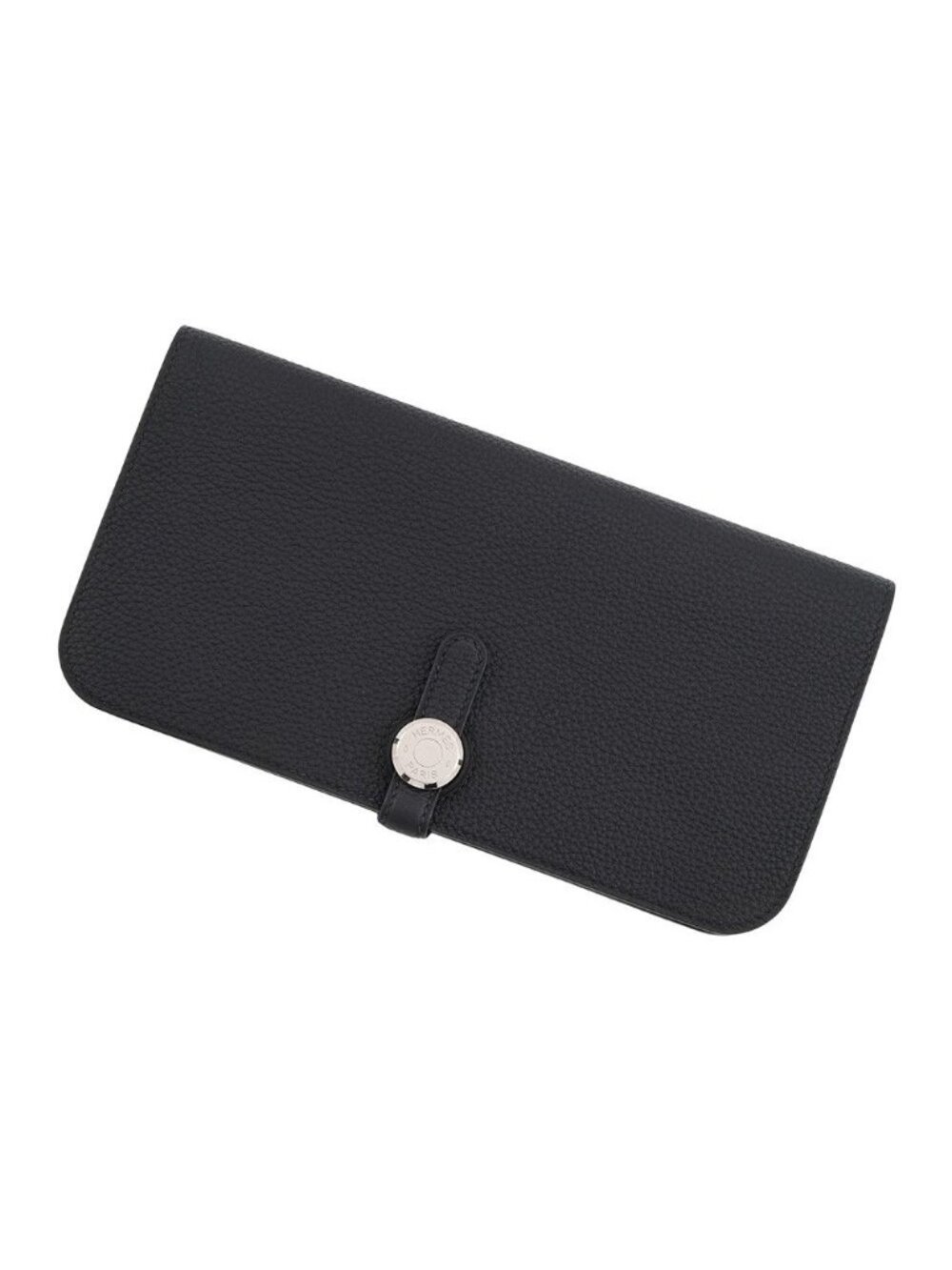 Hermes Wallet Dogon Long Black Silver Taurillon Clemence